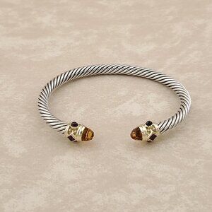 David Yurman Sterling Silver/14K Yellow Gold, Citrine and Garnet, 5mm